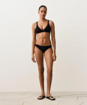 Piqué Tie-Back Halterneck Bikini Top