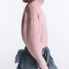 Pique High-Neck Zip Sweatshirt with Cotton Pique High-Neck Zip Sweatshirt with Cotton