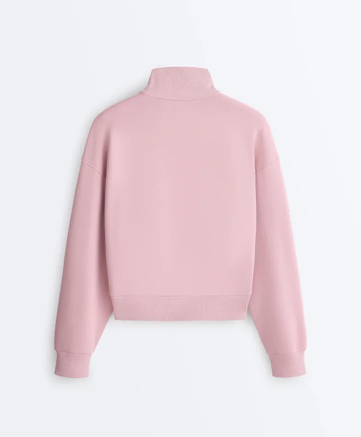 Pique High-Neck Zip Sweatshirt with Cotton Pique High-Neck Zip Sweatshirt with Cotton
