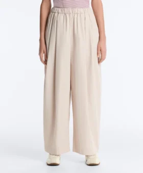 Pleated 100% Cotton Tapered Trousers