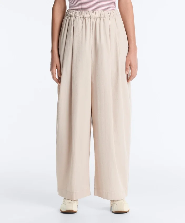 Pleated 100% Cotton Tapered Trousers Pleated 100% Cotton Tapered Trousers