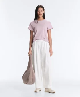 Pleated 100% Cotton Tapered Trousers