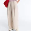 Pleated 100% Cotton Tapered Trousers Pleated 100% Cotton Tapered Trousers