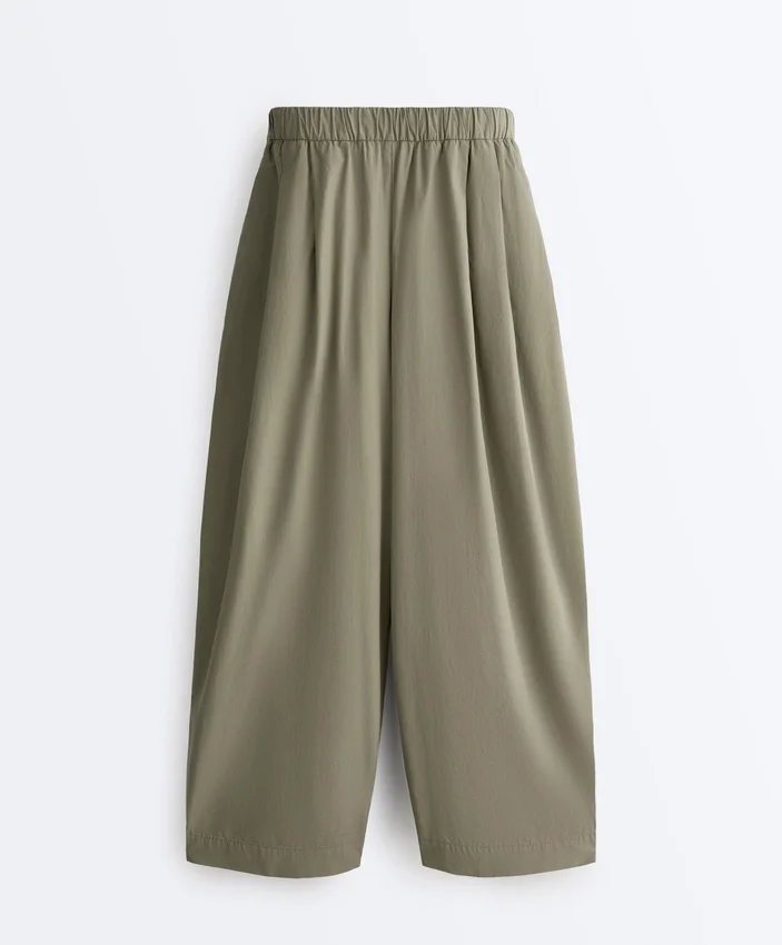 Pleated 100% Cotton Tapered Trousers Pleated 100% Cotton Tapered Trousers