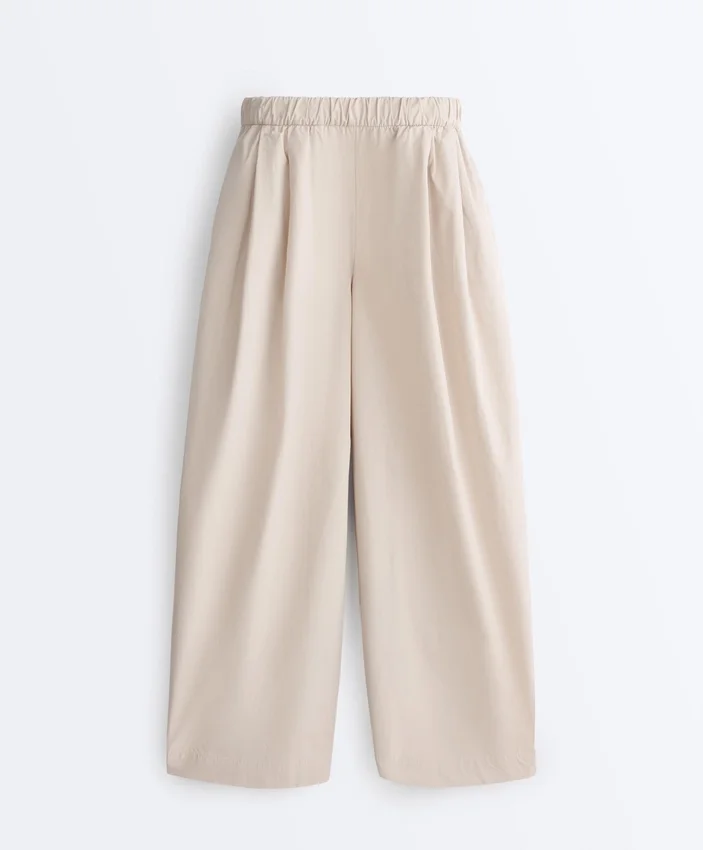 Pleated 100% Cotton Tapered Trousers Pleated 100% Cotton Tapered Trousers