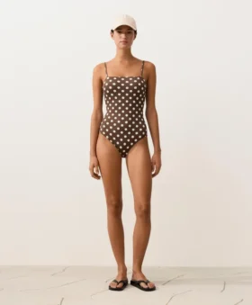 Polka Dot Piqué Bandeau Swimsuit Polka Dot Piqué Bandeau Swimsuit