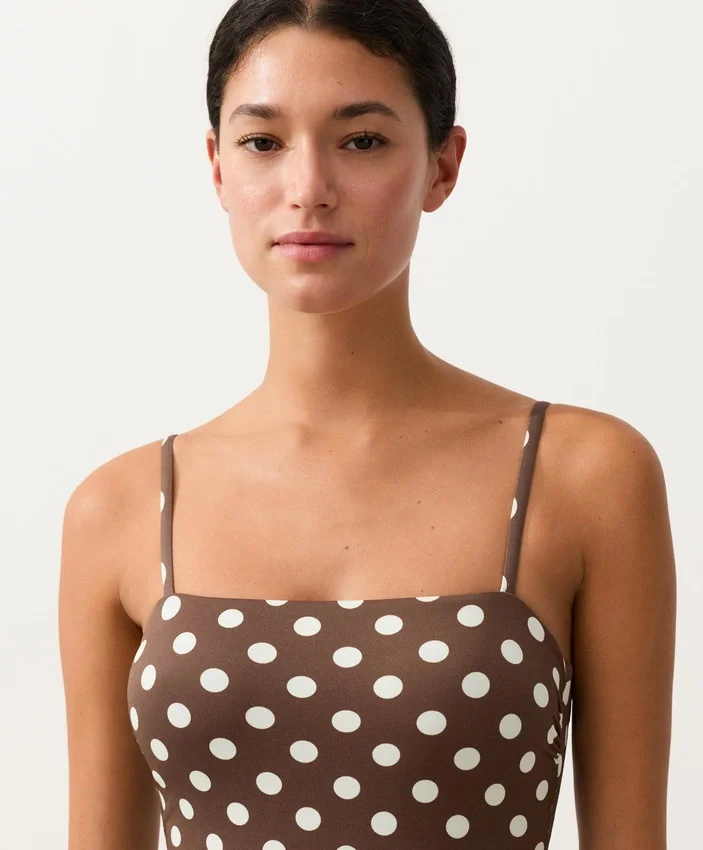 Polka Dot Piqué Bandeau Swimsuit Polka Dot Piqué Bandeau Swimsuit