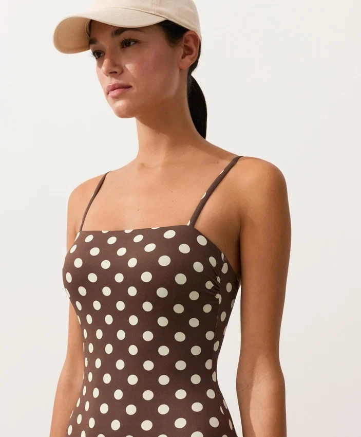 Polka Dot Piqué Bandeau Swimsuit Polka Dot Piqué Bandeau Swimsuit