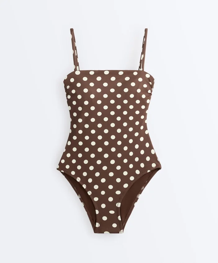 Polka Dot Piqué Bandeau Swimsuit Polka Dot Piqué Bandeau Swimsuit