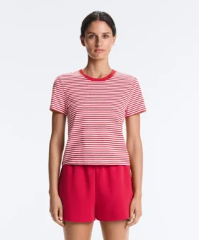 Regular Fit Striped Cotton Blend Short-Sleeved T-Shirt