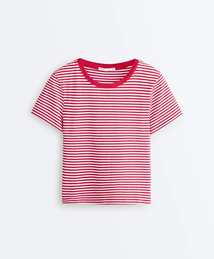 Regular Fit Striped Cotton Blend Short-Sleeved T-Shirt Regular Fit Striped Cotton Blend Short-Sleeved T-Shirt
