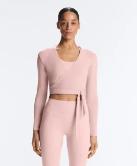 Rib Cotton Blend Wrap T-Shirt