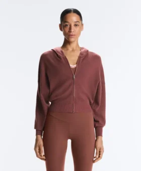 Rib-Knit Hooded Jacket