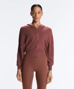 Rib-Knit Hooded Jacket