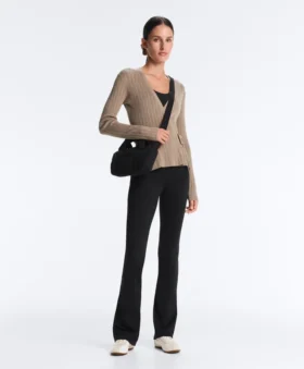 Rib Knit Jacket with Side Tie Fastening