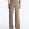 Rib-Knit Straight-Leg Trousers