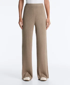 Rib-Knit Straight-Leg Trousers