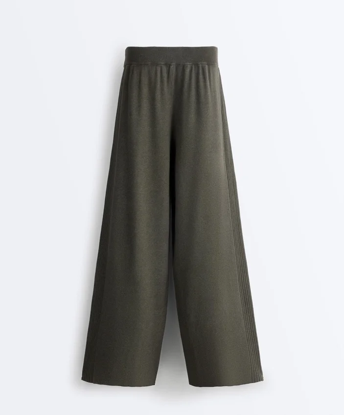 Rib Knit Straight-Leg Trousers Rib Knit Straight-Leg Trousers