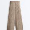 Rib-Knit Straight-Leg Trousers