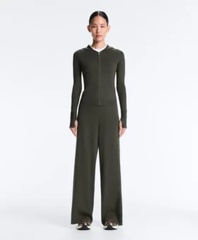 Rib Knit Straight-Leg Trousers