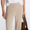 Rib-Knit Straight-Leg Trousers
