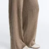 Rib-Knit Straight-Leg Trousers