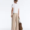 Rib-Knit Straight-Leg Trousers