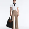Rib-Knit Straight-Leg Trousers