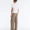 Rib-Knit Straight-Leg Trousers
