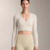 Rib Modal Blend Long Sleeve Crossover Tank Top Rib Modal Blend Long Sleeve Crossover Tank Top