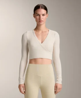 Rib Modal Blend Long Sleeve Crossover Tank Top Rib Modal Blend Long Sleeve Crossover Tank Top