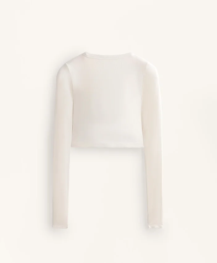 Rib Modal Blend Long Sleeve Crossover Tank Top Rib Modal Blend Long Sleeve Crossover Tank Top