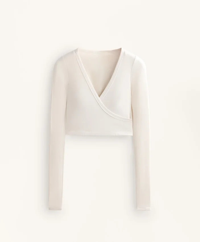 Rib Modal Blend Long Sleeve Crossover Tank Top Rib Modal Blend Long Sleeve Crossover Tank Top