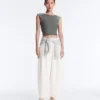 Rib Modal Blend Short Sleeve Tank Top with Curling Detail Rib Modal Blend Short Sleeve Tank Top with Curling Detail