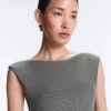 Rib Modal Blend Short Sleeve Tank Top with Curling Detail Rib Modal Blend Short Sleeve Tank Top with Curling Detail