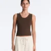 Rib T-Shirt with Wide Straps, Cotton and Modal Rib T-Shirt with Wide Straps, Cotton and Modal