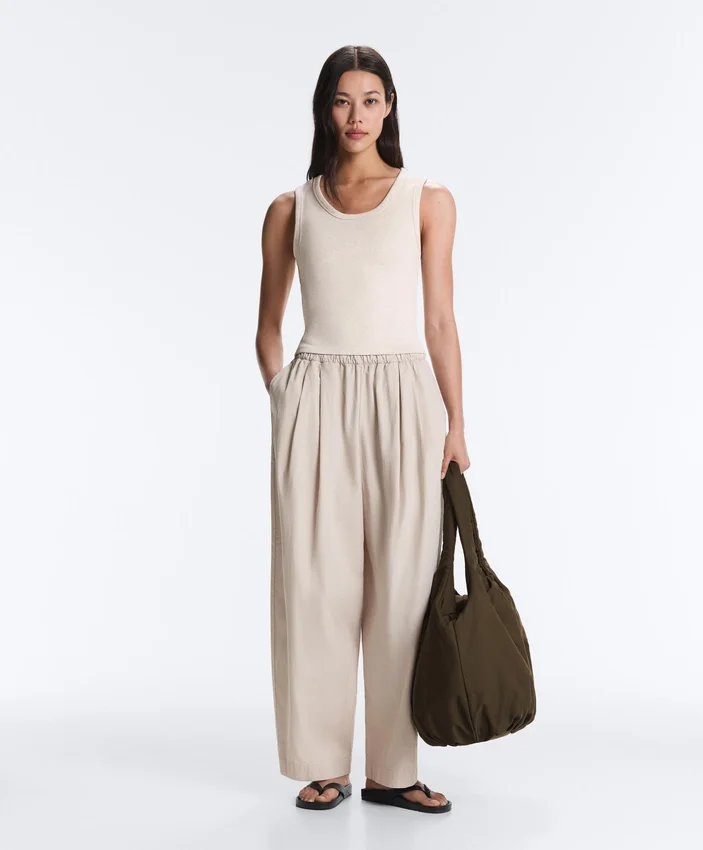 Rib T-Shirt with Wide Straps, Cotton and Modal Rib T-Shirt with Wide Straps, Cotton and Modal