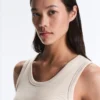 Rib T-Shirt with Wide Straps, Cotton and Modal Rib T-Shirt with Wide Straps, Cotton and Modal