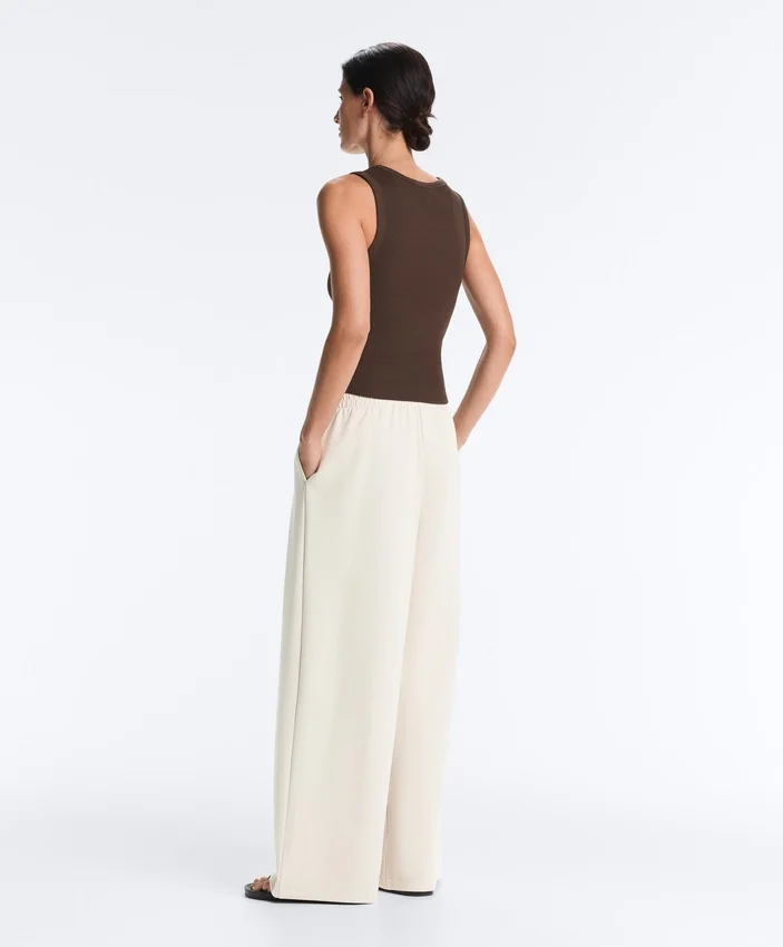 Rib T-Shirt with Wide Straps, Cotton and Modal Rib T-Shirt with Wide Straps, Cotton and Modal