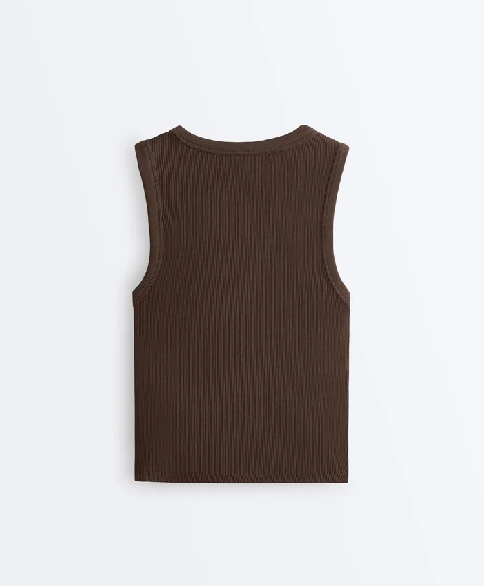 Rib T-Shirt with Wide Straps, Cotton and Modal Rib T-Shirt with Wide Straps, Cotton and Modal