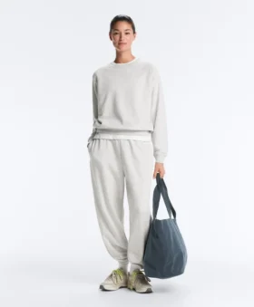 Round Neck Fleece Cotton Blend Marl Sweatshirt
