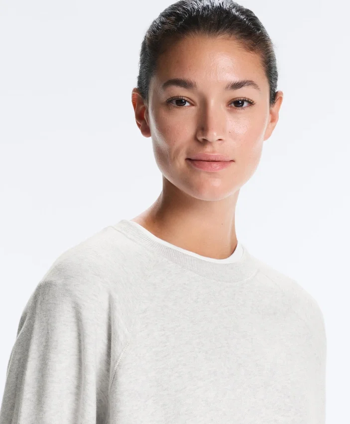 Round Neck Fleece Cotton Blend Marl Sweatshirt Round Neck Fleece Cotton Blend Marl Sweatshirt