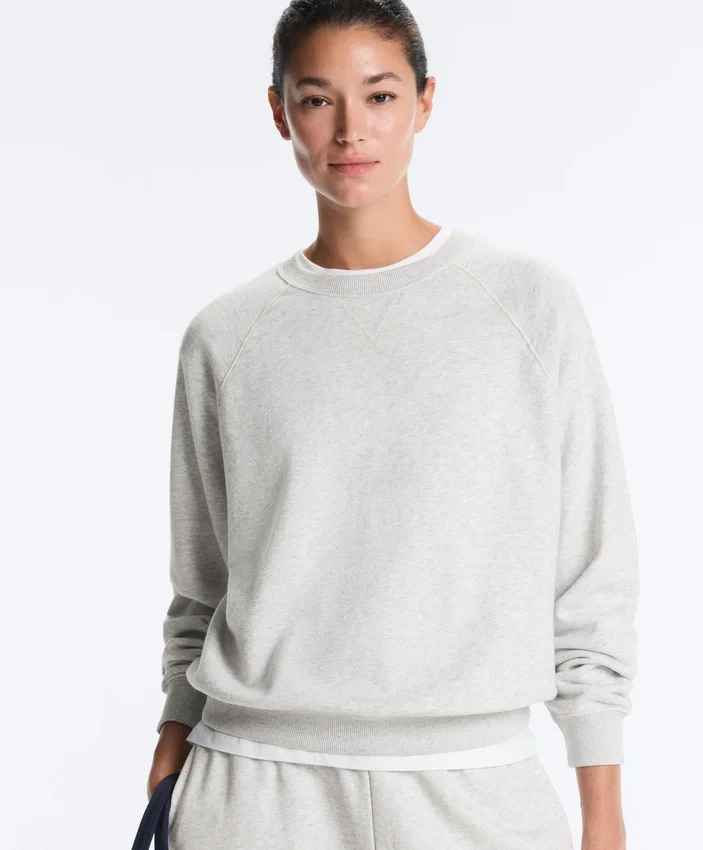 Round Neck Fleece Cotton Blend Marl Sweatshirt Round Neck Fleece Cotton Blend Marl Sweatshirt