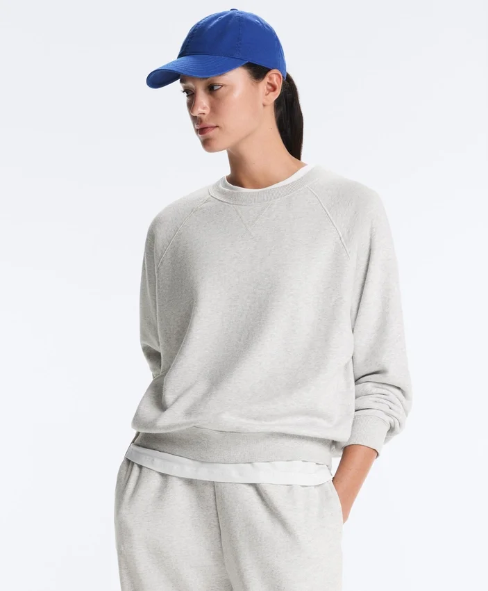 Round Neck Fleece Cotton Blend Marl Sweatshirt Round Neck Fleece Cotton Blend Marl Sweatshirt
