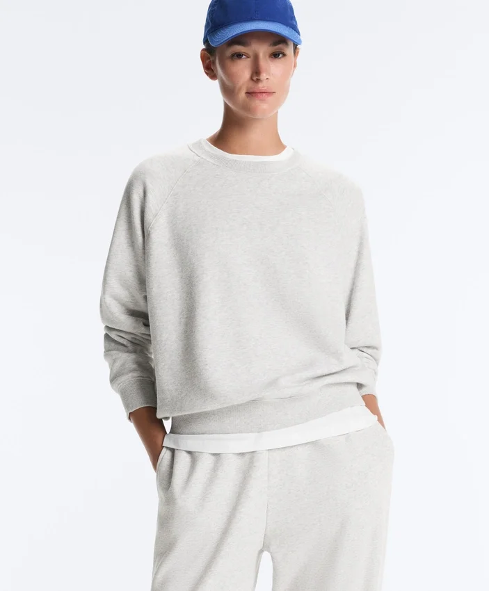 Round Neck Fleece Cotton Blend Marl Sweatshirt Round Neck Fleece Cotton Blend Marl Sweatshirt