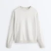 Round Neck Fleece Cotton Blend Marl Sweatshirt Round Neck Fleece Cotton Blend Marl Sweatshirt