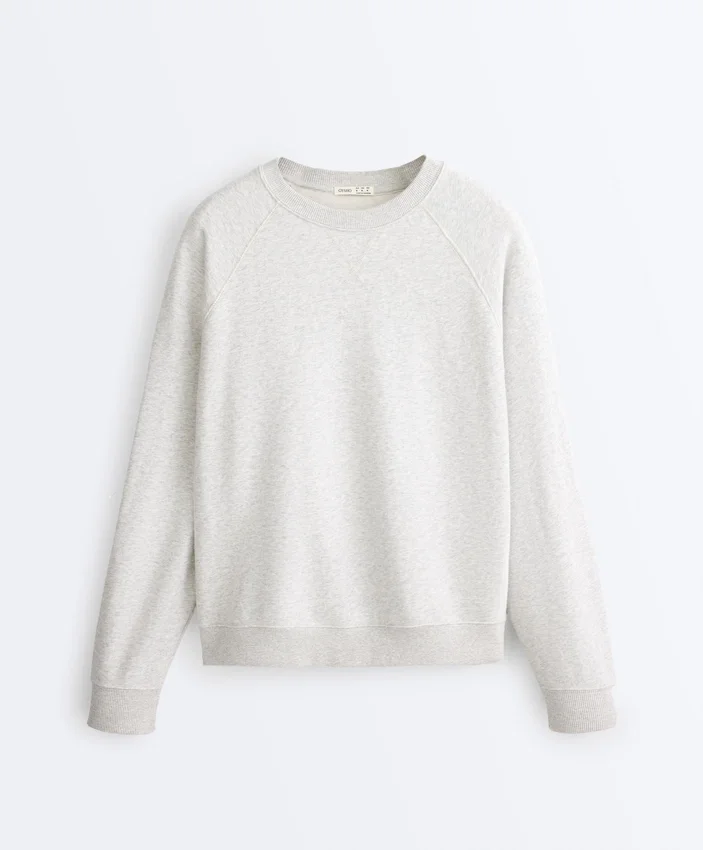 Round Neck Fleece Cotton Blend Marl Sweatshirt Round Neck Fleece Cotton Blend Marl Sweatshirt