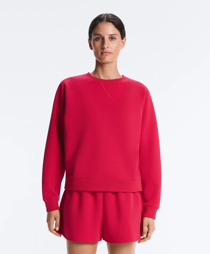 Round Neck Sweatshirt with Piqué Cotton Round Neck Sweatshirt with Piqué Cotton