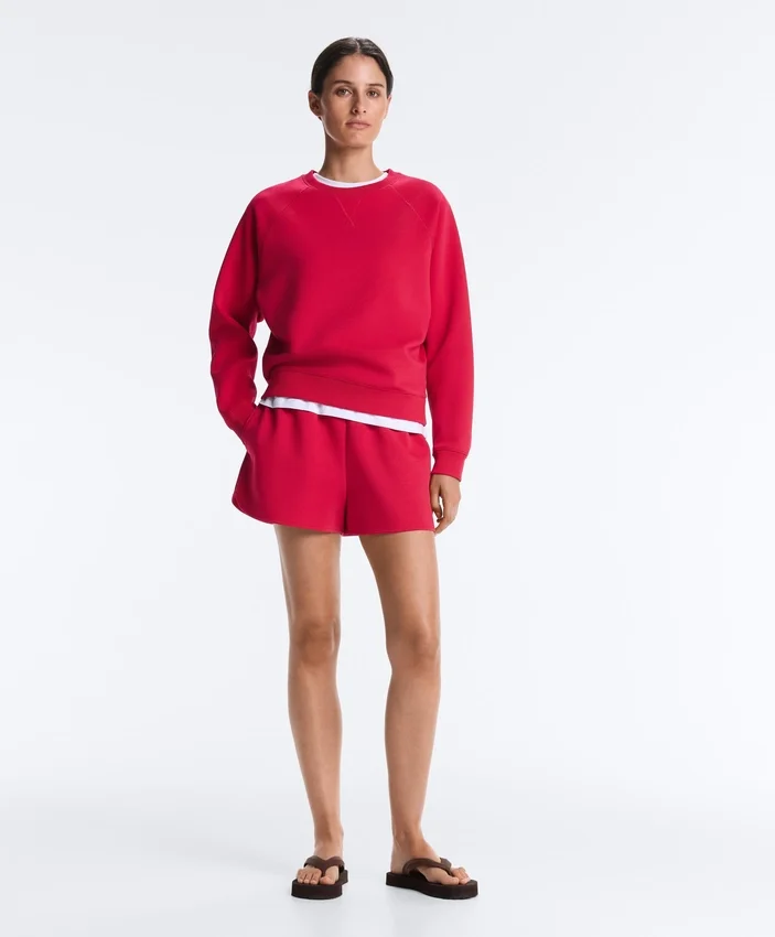 Round Neck Sweatshirt with Piqué Cotton Round Neck Sweatshirt with Piqué Cotton