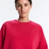 Round Neck Sweatshirt with Piqué Cotton Round Neck Sweatshirt with Piqué Cotton